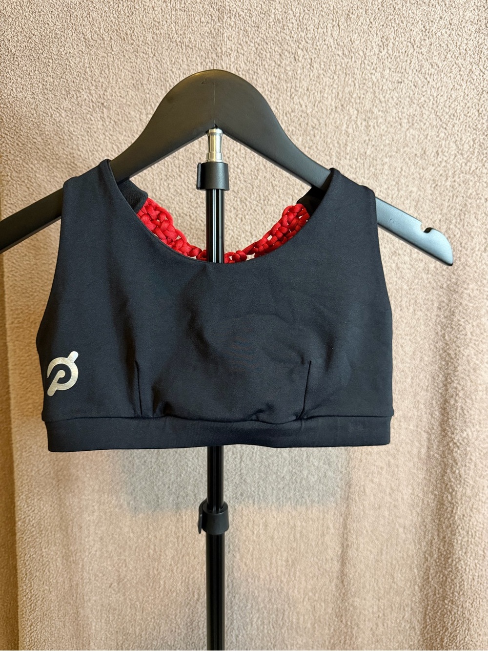 Peloton x 925fit Braided Macrame Sports Bra Black Red Size L